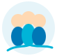 Three blue stylized trees with cloud